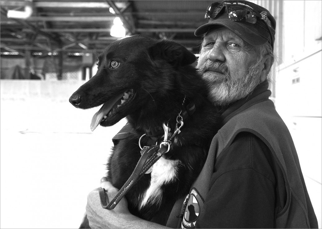 US Army veteran Ed Shaffer and his service dog Panther. Ed served two tours in Vietnam, endured an unspeakable homecoming and had difficulty fitting back into life at home. Like many Vietnam Vets, he lived in silence and confusion for more than 40 years until he was diagnosed with PTSD and ailments from Agent Orange.  